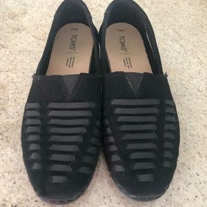 Like New TOMS Womens Alpargata Leather Wrap Espadrille Slip On Loafers Sz 9.5